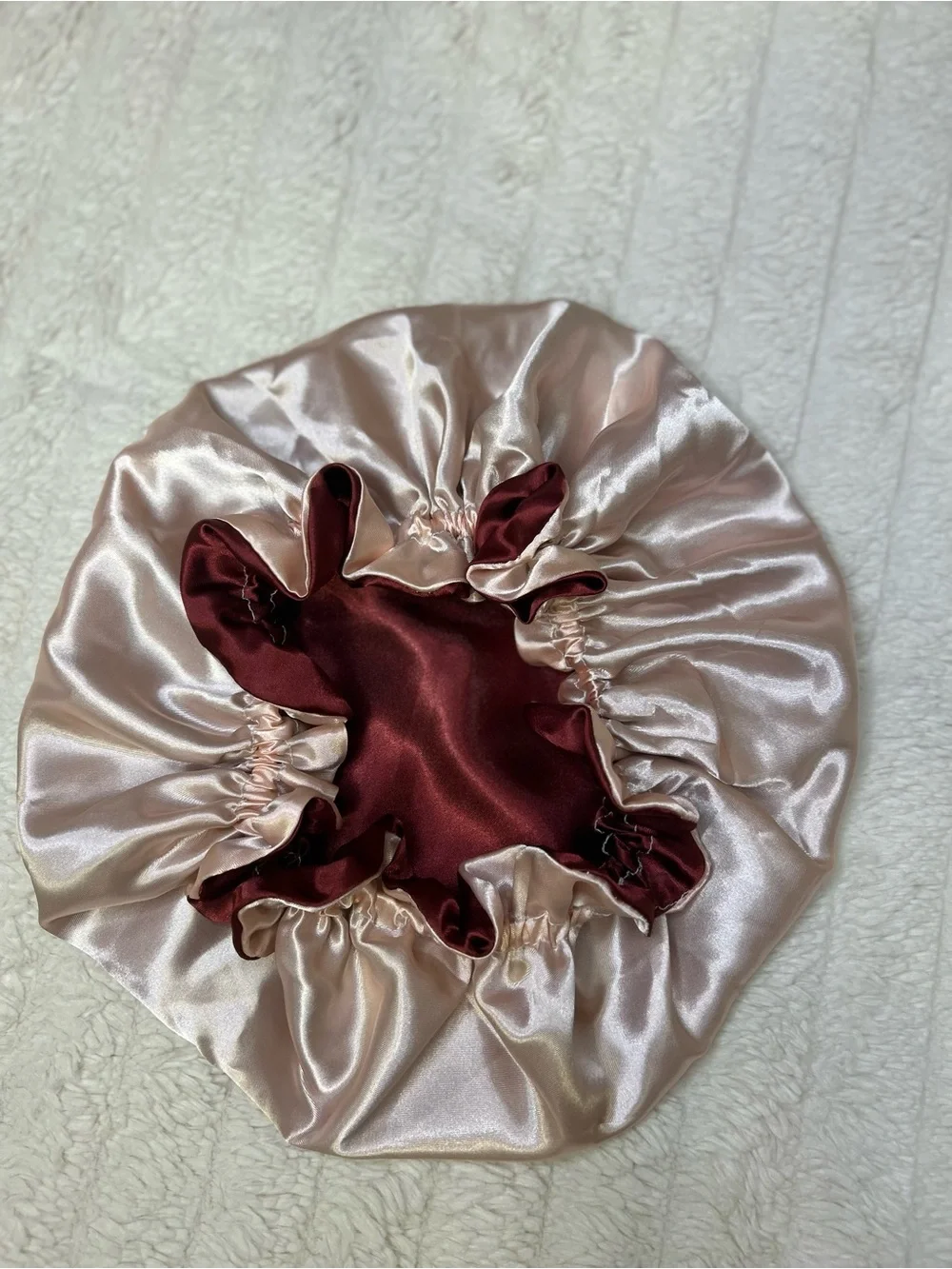 Satin Reversible Sleep Bonnet - Burgundy and Blush